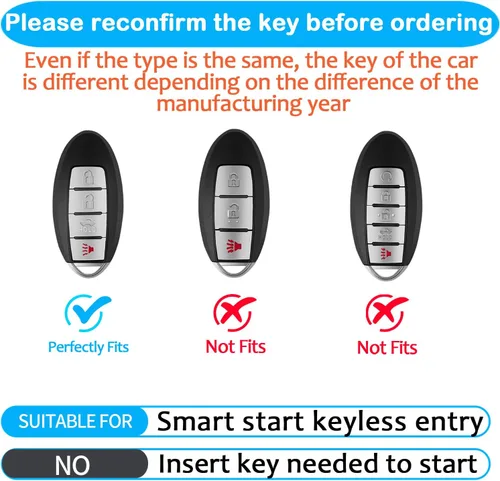 Miniatura 2 de Compatible con Nissan Funda para Llavero con Llavero de Cuero, Funda de Carcasa de Llave de TPU Suave Compatible con Llave Remota Inteligente