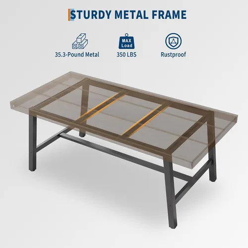 Miniatura 9 de GarveeHome Mesa de comedor industrial para 4-6 personas, mesa de cocina de madera de 63 pulgadas de largo con marco de metal resistente y acabado