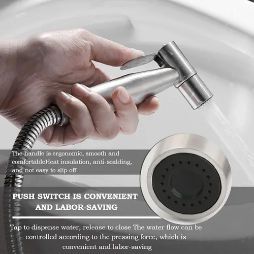 Miniatura 7 de BUYGOO Pulverizador de bidé de mano para inodoro, control de presión de agua ajustable con manguera de bidé para lavado femenino, rociador de tela