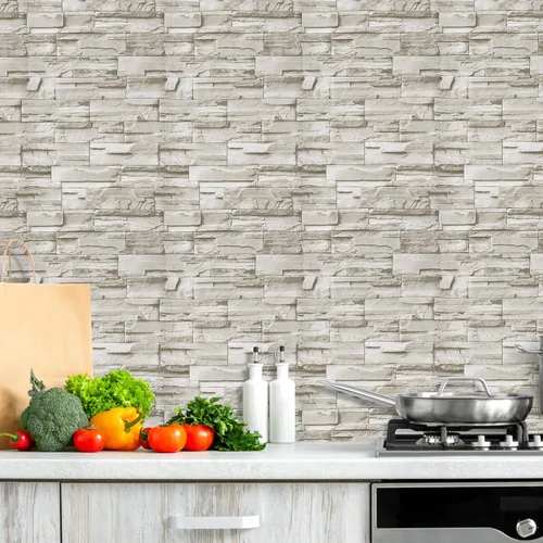 Miniatura 3 de WENMER Papel tapiz de ladrillo 3D para despegar y pegar de 17.7 x 78.7 pulgadas, papel tapiz de ladrillo sintético, autoadhesivo, extraíble, papel