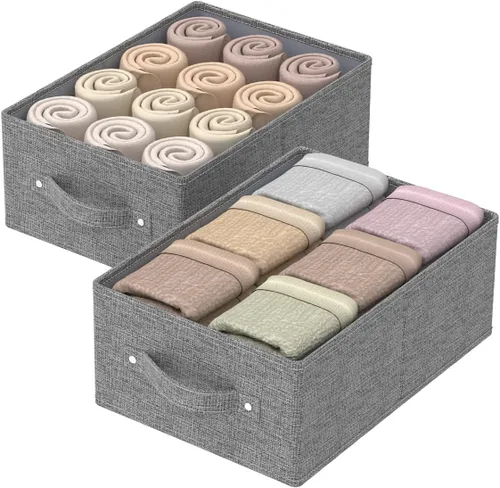 Cajas de almacenamiento plegables, cestas organizadoras de tela, cubos para organizar el hogar, la oficina y el armario, gris, paquete de 2, 13.0 x