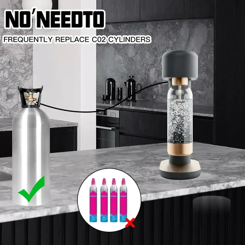 Miniatura 6 de Adaptador de CO2 para máquina de soda con manguera de 60 pulgadas, conector de tanques de CO2 para fabricante de soda lleno directamente de tanque