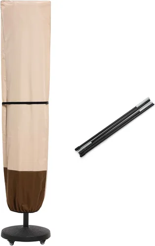 SUPERJARE Funda para sombrilla de patio con varilla para sombrillas de 7 a 11 pies y sombrillas de 15 pies de doble cara, funda protectora Marrón