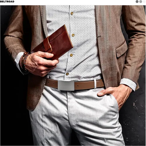 Miniatura 2 de Cinturones de vestir de cuero para hombre con hebilla reversible Cinturón de jeans casual