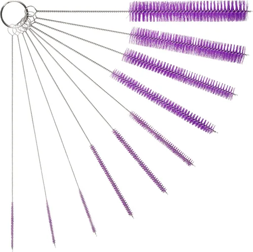 Miniatura 9 de Juego de cepillos de limpieza de tubos de 10 pulgadas, paquete de 10 cepillos de paja de nailon extralargos con asas flexibles para botellas, Negro