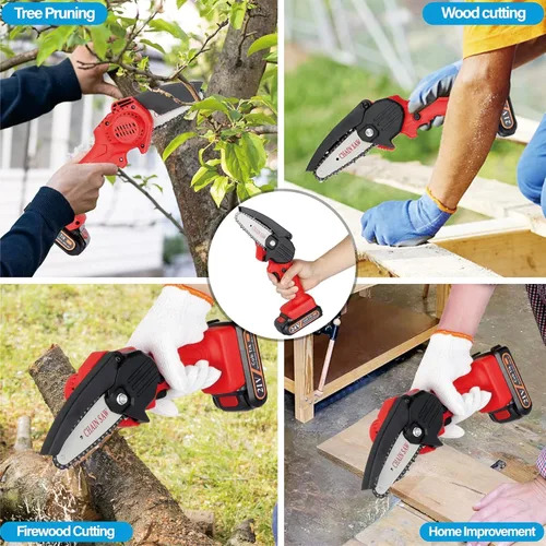 Miniatura 8 de Mini motosierra inalámbrica de 4 pulgadas, motosierras portátiles de mano con una sola mano para corte de madera de rama de árbol