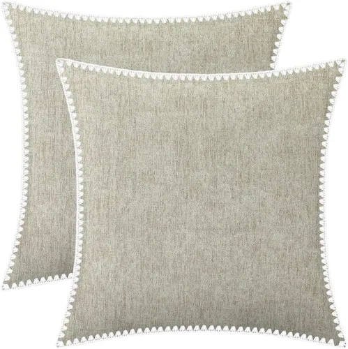 Miniatura 80 de BRAWARM Fundas de almohada 40x40 cm - Paquete de 2 fundas de almohada de chenilla negra, fundas de almohada de chenilla suave teñida sólida