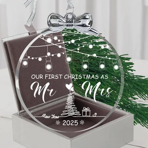 Miniatura 9 de Regalos de compromiso para parejas 2025, regalos para la futura novia, adorno de compromiso 2025 de cristal, primer adorno de Navidad comprometido