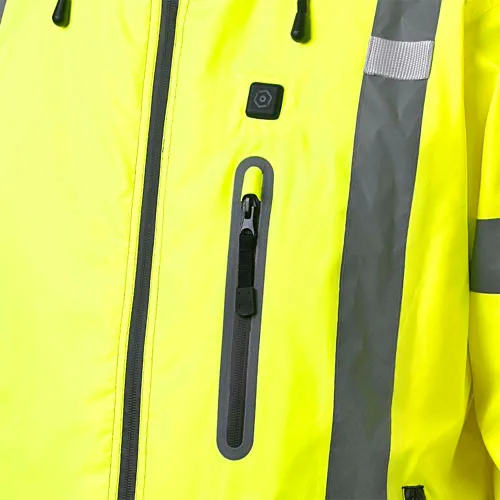 Miniatura 11 de Pioneer Hi Vis - Chaqueta bomber de seguridad climatizada impermeable - Equipo de lluvia de invierno clase 3 para hombres - Cinta reflectante