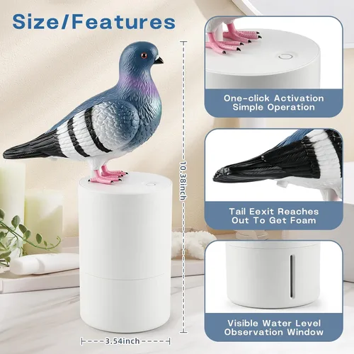 Miniatura 2 de Dispensador de Jabón de Espuma Bird of Peace - Divertido Lavamanos de Inducción de Caca de Paloma Dispensador Automático de Jabón para Cocina y Baño