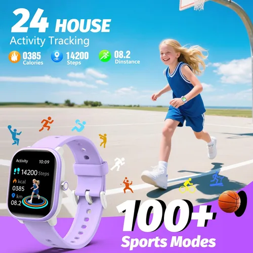 Miniatura 2 de Wach - Reloj inteligente para niños de 6 a 15 años, monitor de actividad física de 1.8 pulgadas, no necesita teléfono, podómetro, monitor de sueño
