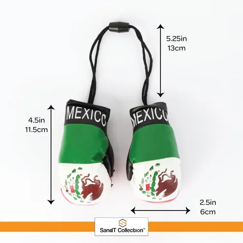 Miniatura 5 de SandT Collection Guantes de boxeo pequeños con bandera del país - Guantes de boxeo para colgar México