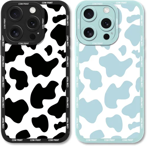 Miniatura 13 de Paquete de 2 bonitas fundas de teléfono para Apple iPhone 13 de 6.1 pulgadas, funda protectora de silicona con estampado de vaca a la moda, delgada