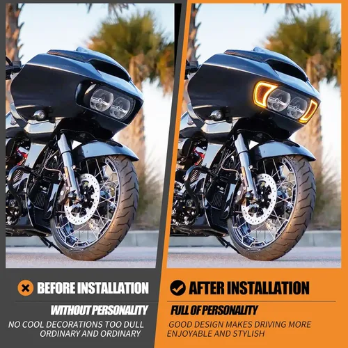Miniatura 7 de Luces LED de ventilación para faros delanteros, luz de circulación para Harley Road Gilde FLTRX 2015-2023 (transparente)