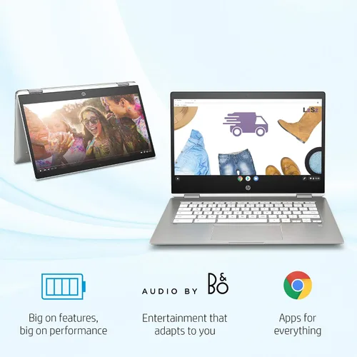 Miniatura 2 de HP Chromebook x360 - Laptop con pantalla táctil HD de 14 pulgadas, Intel Celeron N4000, 4 GB de RAM, 32 GB eMMC, cromado