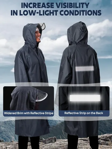 Miniatura 34 de Anyoo Poncho de lluvia con capucha, impermeable, ligero, para hombres, mujeres y adultos, con bolsillo para senderismo, camping, actividades al aire