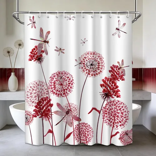 Miniatura 65 de Cortina de ducha floral para primavera y verano, flores silvestres, flores y mariposas, decoración de baño, tela impermeable con ganchos, 70