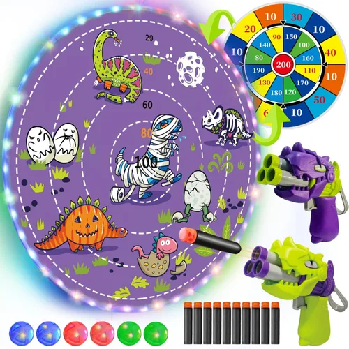 Tablero de dardos LED grande 2 en 1 de 29 pulgadas para niños de 8 a 12 juegos con 12 bolas adhesivas LED, juegos de interior y exterior para niños