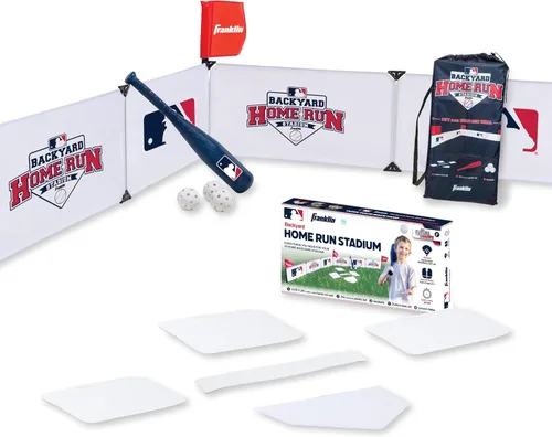 Franklin Sports MLB - Estadio de béisbol para niños en el patio trasero - Juego de béisbol de plástico para niños con paredes de jonrón, bate, bolas