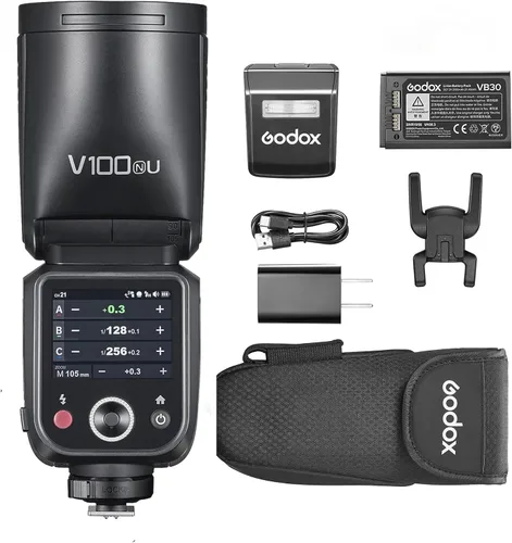 Miniatura 10 de Godox V100S para Sony V100 S Flash V100-S Flash de pantalla táctil de cabeza redonda, batería de litio integrada, lámpara de modelado LED de 10