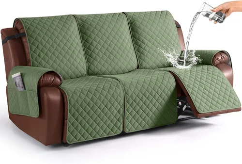 Miniatura 44 de KinCam Funda impermeable para sofá biplaza reclinable, fundas antideslizantes para sofá reclinable de 2 asientos, funda de sofá reclinable