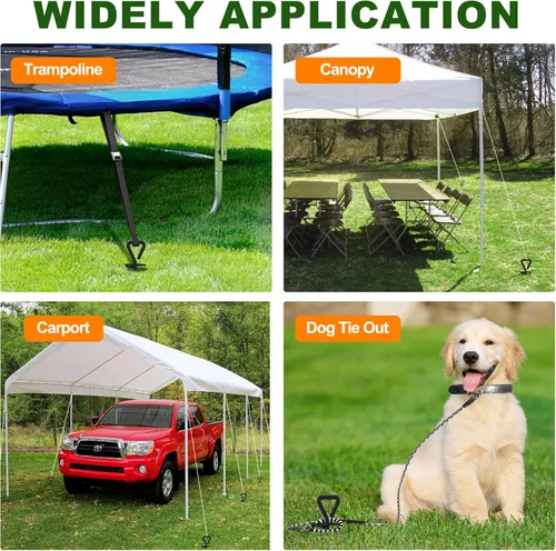 Miniatura 7 de Eurmax USA Estacas para Trampolín de Alta Resistencia Partes de Trampolín de Acero Kit de Anclajes para Trampolín, Toldo, Estacas para Atar Perro al