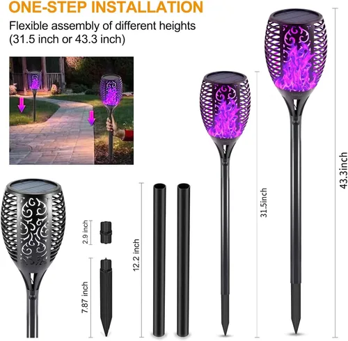 Miniatura 5 de EOYIZW Luces solares para exteriores, paquete de 4 unidades de 99 luces LED moradas de alta calidad para decoración de Halloween, luces solares IP65