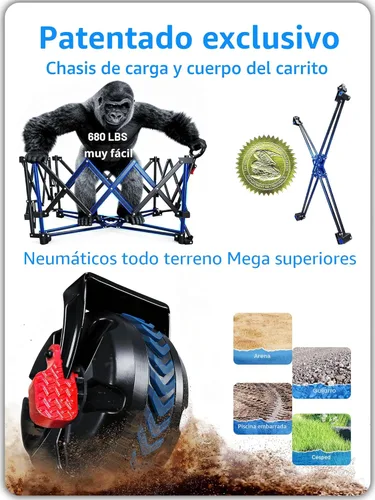 Miniatura 4 de VIC Super Cart & Table 1 = 5 Juego de 680 libras de capacidad mega de 54 pulgadas, carrito plegable extra alto extra largo, carritos plegables