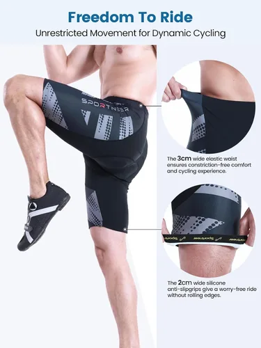 Miniatura 18 de Sportneer Pantalones cortos de ciclismo acolchados para hombre, acolchado 4D, pantalones cortos de ciclismo para hombre, transpirables y absorbentes