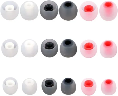Miniatura 20 de Puntas de repuesto para auriculares, puntas de silicona para los oídos, aptos para agujeros interiores de 0.150 in a 0.201 in, 9 pares S/M/L blanco