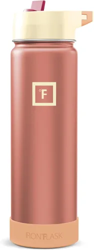 Miniatura 101 de IRON °FLASK Frasco de hidratación para acampar y senderismo con pajilla, botella de agua deportiva de acero inoxidable con aislamiento de boca