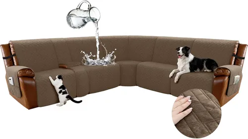 Miniatura 113 de Arfntevss Fundas para sofá seccional reclinable para sofá seccional en forma de L, funda antideslizante lavable para sofá reclinable con forma de L