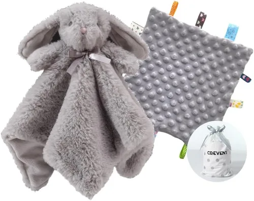 Miniatura 10 de CREVENT Mantas de bebé suaves y acogedoras para niños y niñas + manta de seguridad, juego con una bolsa de regalo esenciales para recién nacidos Gris