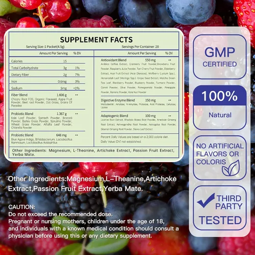 Miniatura 2 de Newpie Superfoods Happy Cleaner - Polvo probiótico y probiótico con sabor a sandía, fibra orgánica, sin azúcar, salud intestinal, antioxidante