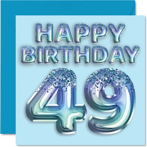 Miniatura 105 de Stuff4 Tarjeta de primer cumpleaños para niños, globo de fiesta con purpurina azul, tarjetas de feliz cumpleaños para niño de 1 año, nieto, hijo, 57