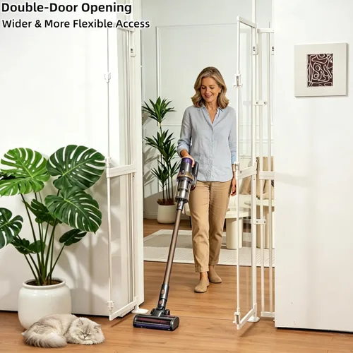 Miniatura 2 de NiceTCU Puerta para gatos extra alta de 74.80-98.43 pulgadas, ajustable de 33.86-37.40 pulgadas de ancho, puerta completa transparente