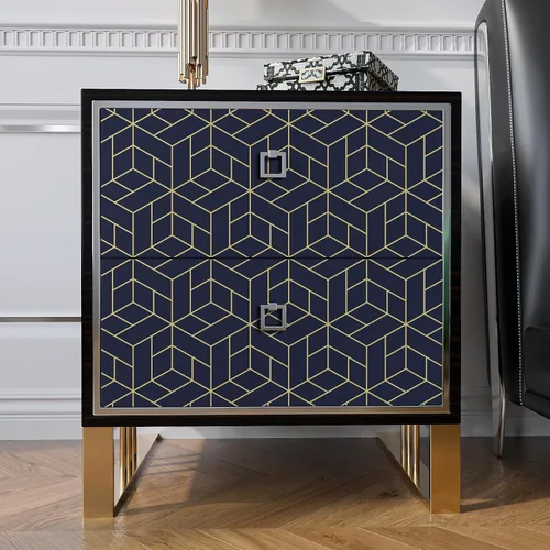 Miniatura 5 de VaryPaper Papel tapiz geométrico hexagonal azul marino de 17.7 x 78.7 pulgadas, para pegar y despegar, papel de contacto geométrico decorativo