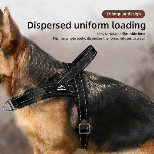 Miniatura 4 de Arnés para perro resistente sin escape, diseño de chaleco triangular acolchado marrón, arnés de entrenamiento ajustable con hebillas fáciles