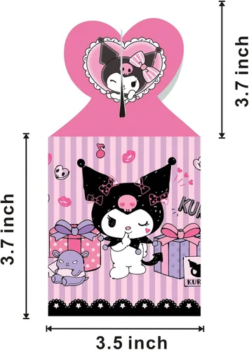 Miniatura 4 de ARHAVI 12 cajas de regalo de fiesta Kuromi, My Melody y Kuromi suministros de fiesta de cumpleaños para decoraciones de fiesta Kawaii