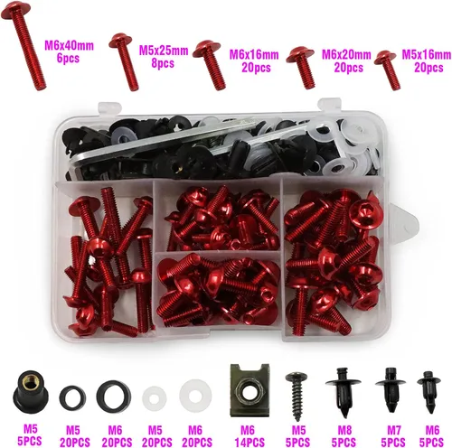Miniatura 5 de Worldmotop Kit de tornillos de carenado, tuercas, sujetadores universales compatibles con Yamaha Honda Kawasaki Suzuki BMW, Kit de tornillos Negro