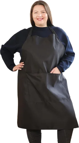 Miniatura 21 de Delantales de algodón y lino para hornear, talla grande, para mujer, con bolsillos, cocina
