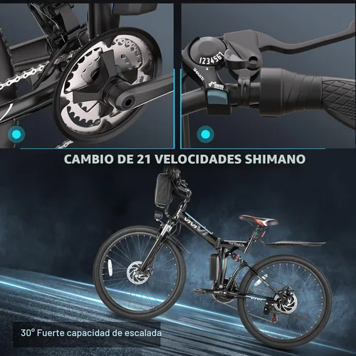 Miniatura 9 de Vivi Electric Bike for Adults, 750W Rated Folding Electric Mountain Bike 26'' Commuter Ebike 20MPH Foldable Ebike Adult Electric Bicycles with