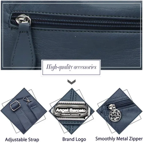 Miniatura 84 de Angel Barcelo - Bolsa de hombro amplia para mujer, diseño Hobo, cuero lavado