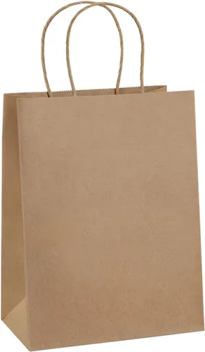 Miniatura 14 de BagDream Bolsas de regalo de 8 x 4.25 x 10.5 pulgadas, 100 bolsas de papel kraft con asas medianas a granel, rayas verdes, 100% recicladas, bolsas