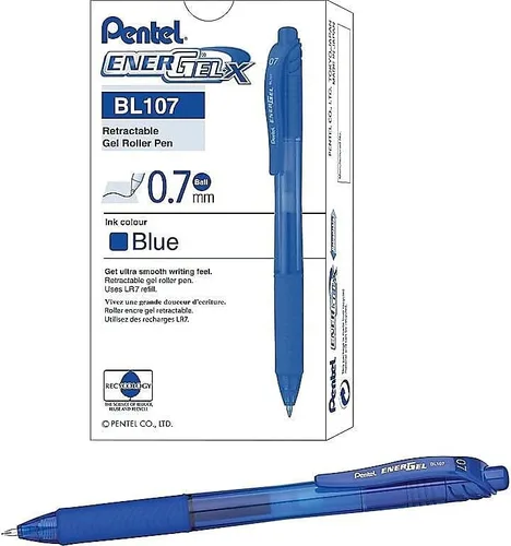Miniatura 3 de Pentel BL107C EnerGel-X Bolígrafo de gel retráctil de 0.028 in, barril azul/tinta, docena