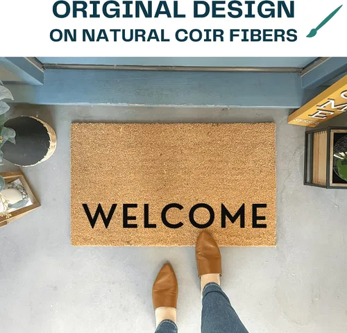 Miniatura 6 de NICKEL DESIGNS Modern Welcome Doormat, 18 x 30 Inch, Heavy Duty Natural Coir Fibers, UV and Weather Resistant, Modern Porch Decor, Simple and Bold