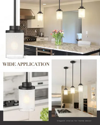 Miniatura 2 de TENGXIN TXPLBK01 - Lámpara colgante moderna, color negro mate, para isla de cocina, casa de campo, para comedor, dormitorio, bar, oficina, TXPLBK01