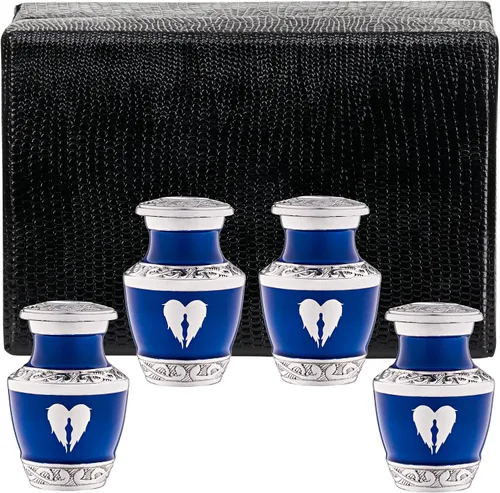 Miniatura 19 de Urna pequeña para cenizas de recuerdo para mujeres y hombres, mini urnas de corazón para cenizas humanas masculinas o femeninas, mini urnas azules