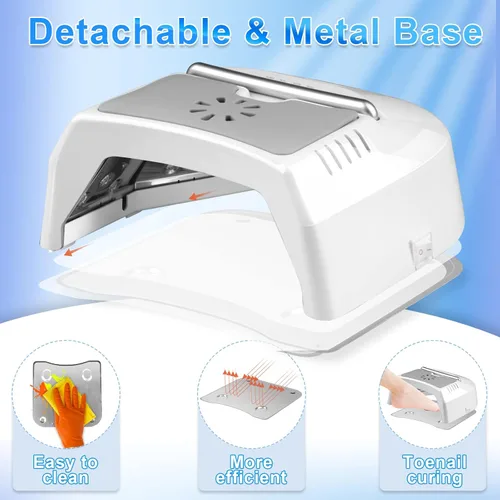 Miniatura 6 de IMENE - Lámpara de uñas profesional LED UV, inalámbrica, 72 W, luces UV para uñas de gel con ventilador, secadora de uñas recargable con mango