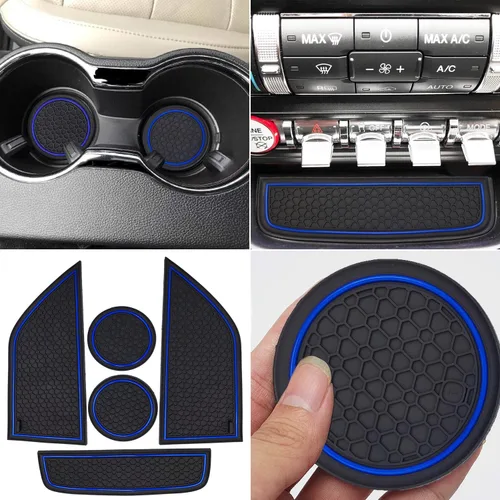 Miniatura 9 de Auprite Alfombrillas Antideslizantes para Accesorios de Mustang 2015-2023, Se Ajustan Perfectamente Alfombrillas para Portavasos Alfombrillas